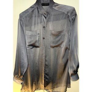 Kalon Studios Women’s Gray Sheer Buttoned Down Dress Shirt